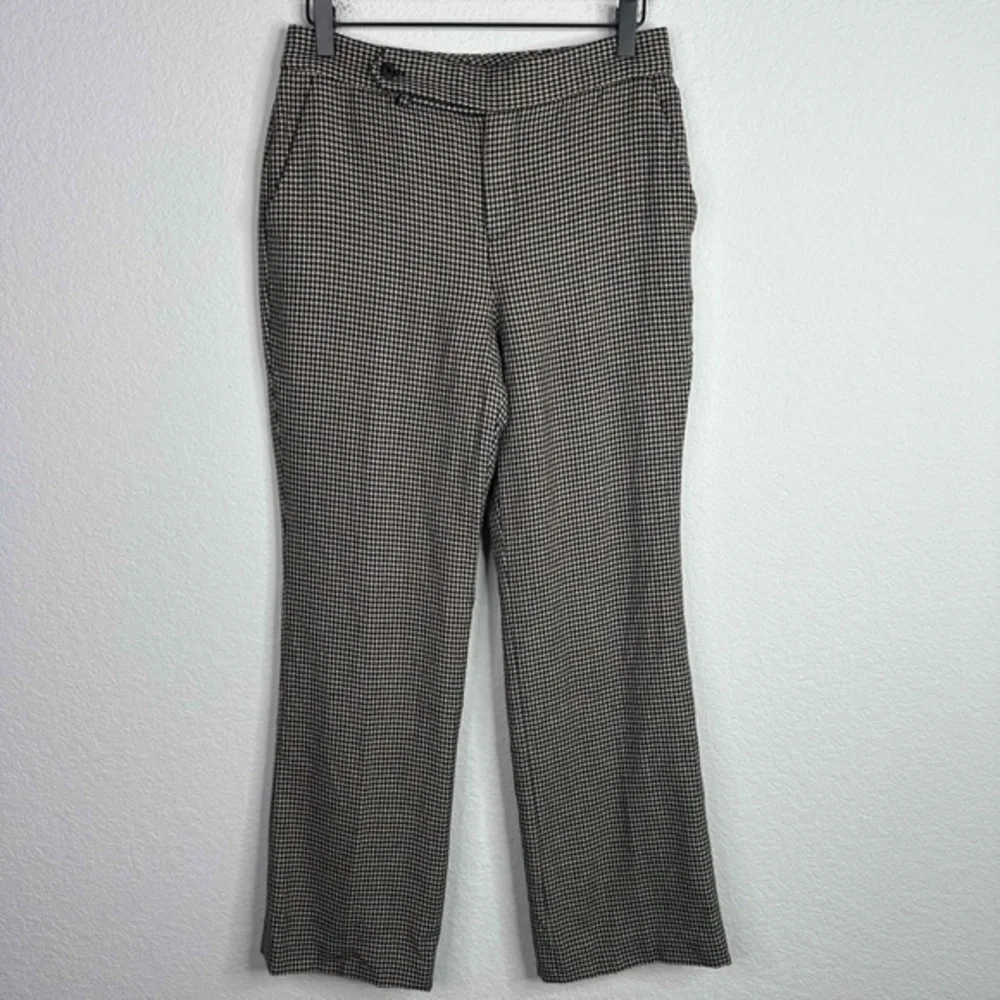 Lauren Ralph Lauren Pants Women's 4P Black Brown Wool Houndstooth Career Preppy‎